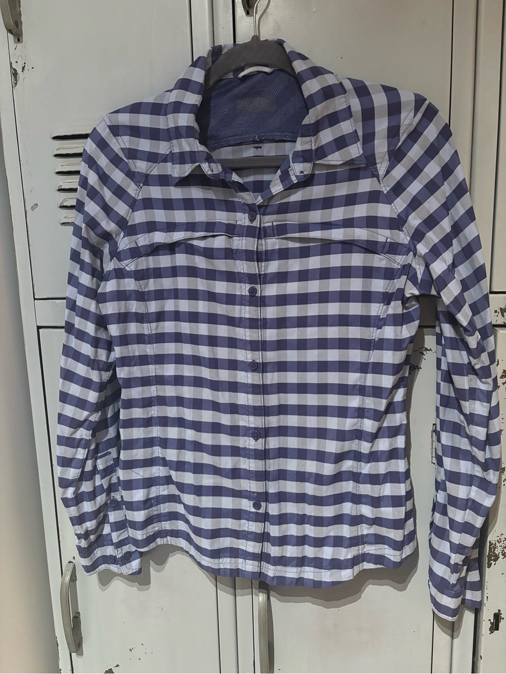 Columbia Blue and White Gingham Button-Down Shirt